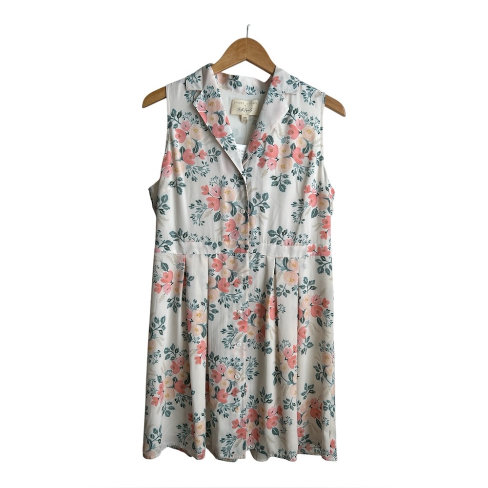 Anthropologie Paper Crown + Rifle Paper Co Women’s Floral Shirt Dress L Petite